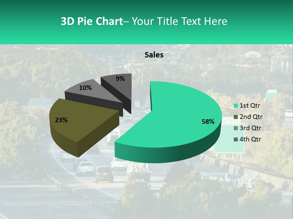 A Highway Filled With Lots Of Traffic Next To Trees PowerPoint Template