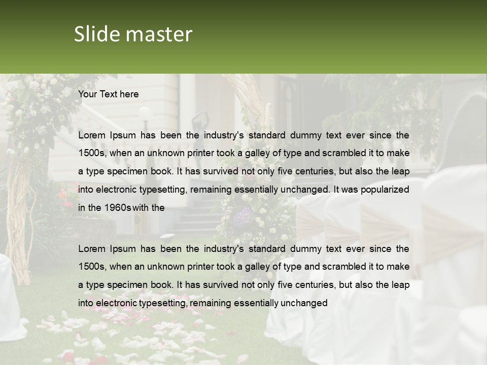 A Wedding Ceremony With White And Pink Flowers PowerPoint Template