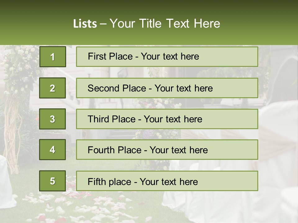 A Wedding Ceremony With White And Pink Flowers PowerPoint Template