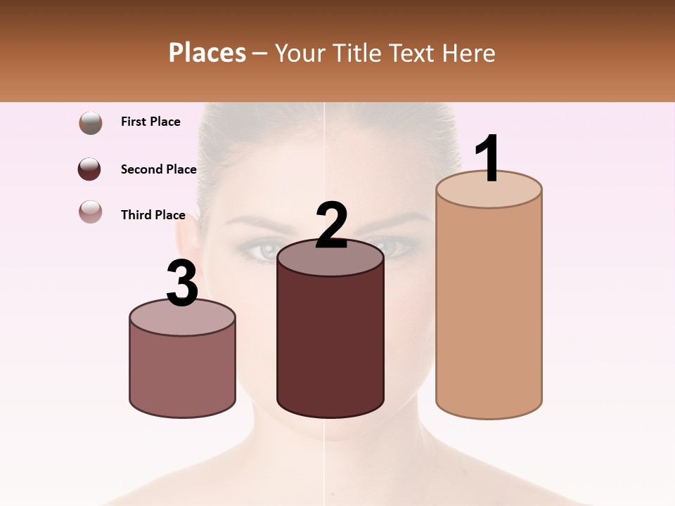 A Woman's Face Is Shown With A Brown Banner PowerPoint Template