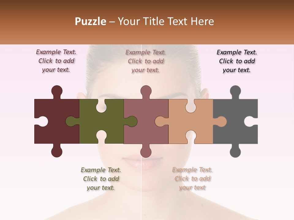 A Woman's Face Is Shown With A Brown Banner PowerPoint Template