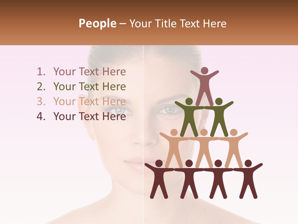 A Woman's Face Is Shown With A Brown Banner PowerPoint Template