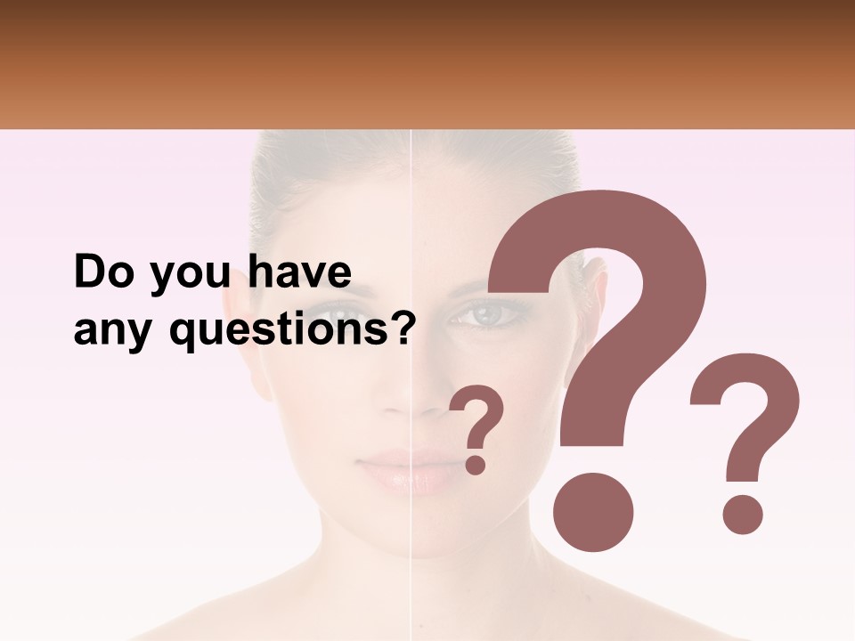 A Woman's Face Is Shown With A Brown Banner PowerPoint Template