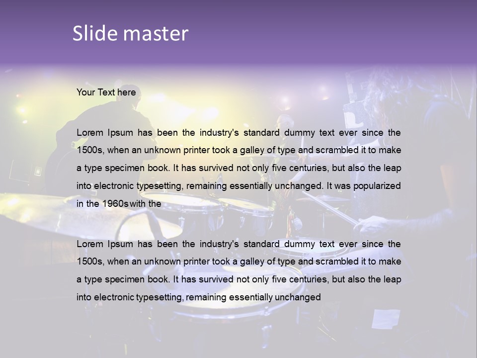 A Group Of People Playing Drums On A Stage PowerPoint Template