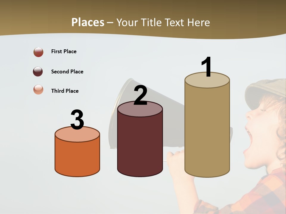 A Woman Yelling Into A Megaphone With A Sky Background PowerPoint Template