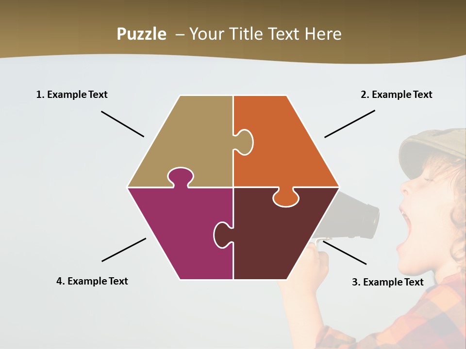 A Woman Yelling Into A Megaphone With A Sky Background PowerPoint Template