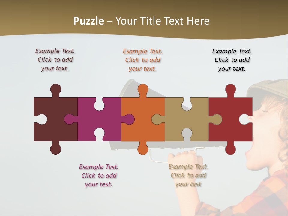 A Woman Yelling Into A Megaphone With A Sky Background PowerPoint Template