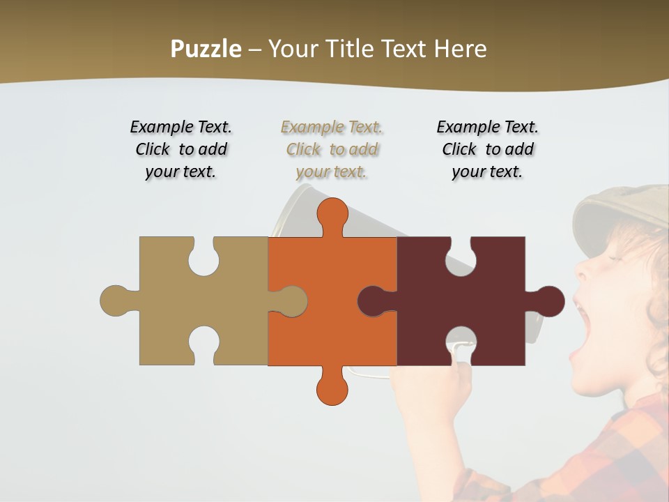 A Woman Yelling Into A Megaphone With A Sky Background PowerPoint Template