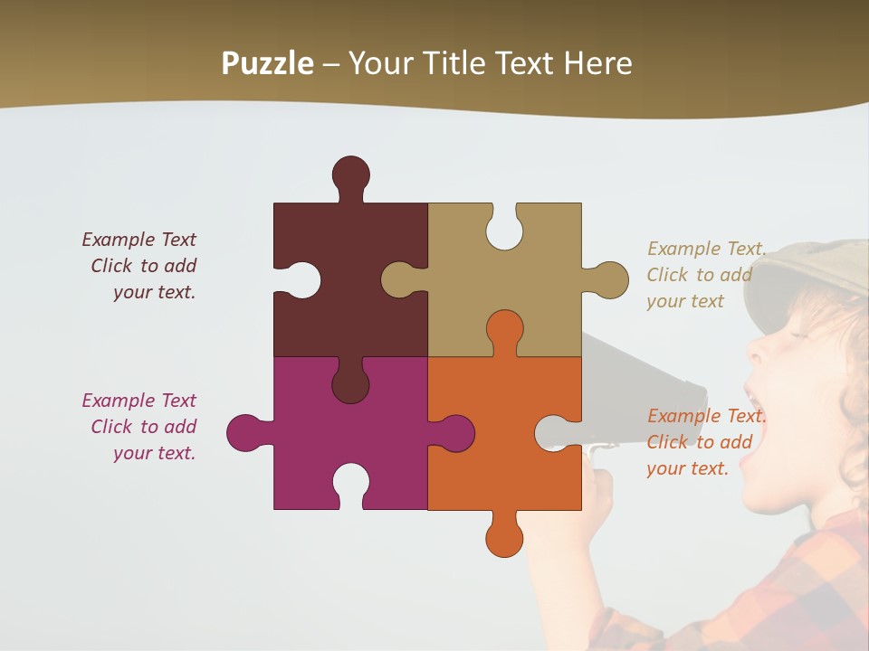 A Woman Yelling Into A Megaphone With A Sky Background PowerPoint Template