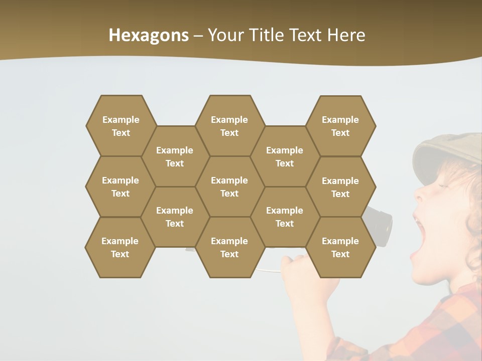 A Woman Yelling Into A Megaphone With A Sky Background PowerPoint Template