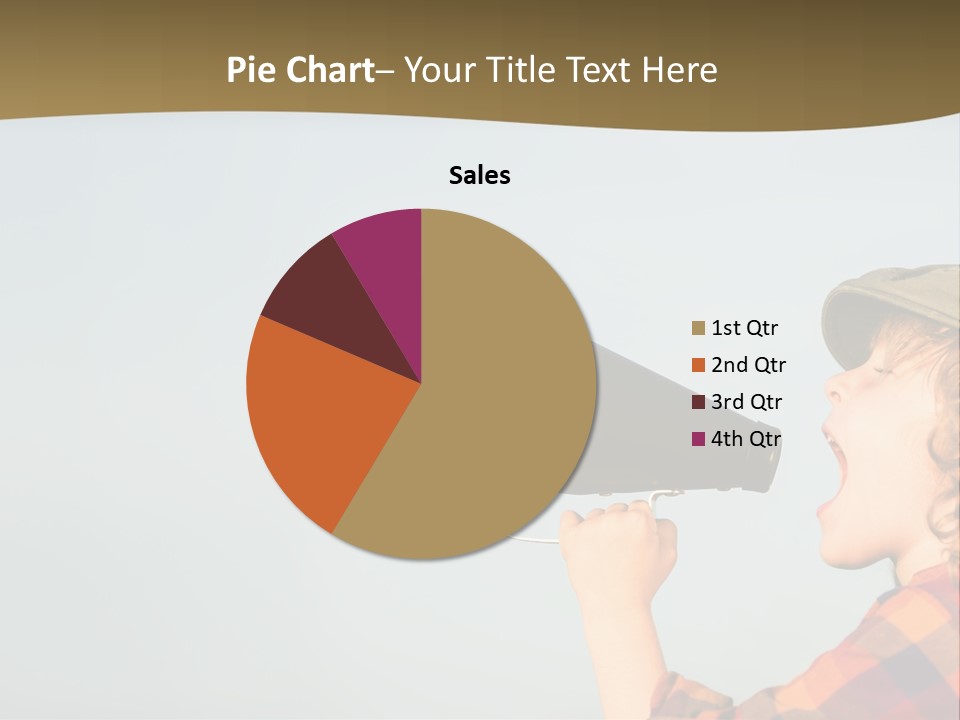A Woman Yelling Into A Megaphone With A Sky Background PowerPoint Template
