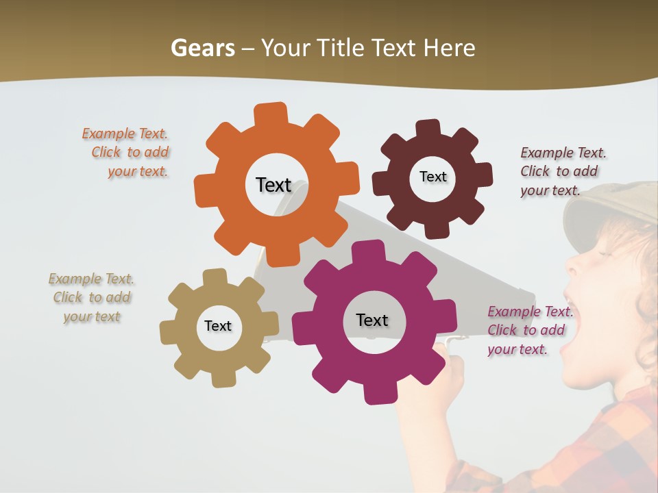 A Woman Yelling Into A Megaphone With A Sky Background PowerPoint Template