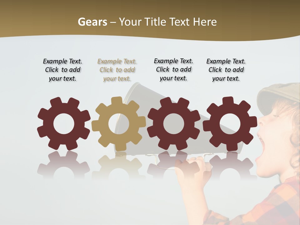 A Woman Yelling Into A Megaphone With A Sky Background PowerPoint Template