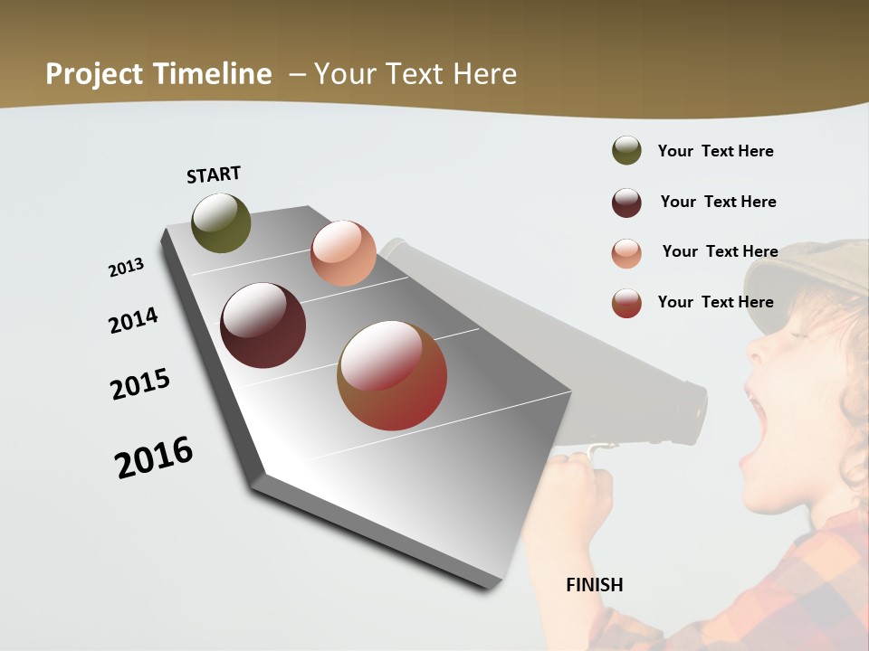 A Woman Yelling Into A Megaphone With A Sky Background PowerPoint Template