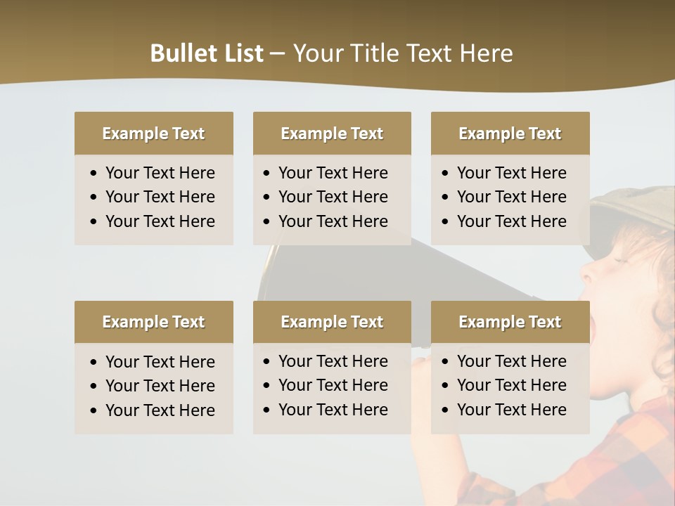 A Woman Yelling Into A Megaphone With A Sky Background PowerPoint Template