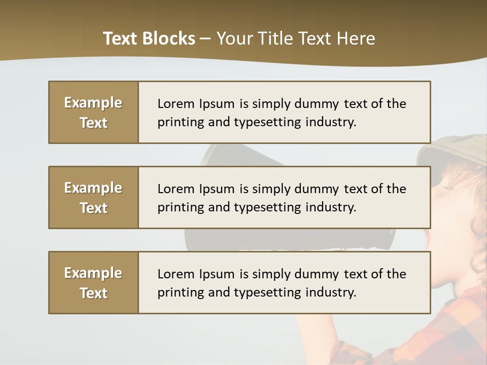 A Woman Yelling Into A Megaphone With A Sky Background PowerPoint Template