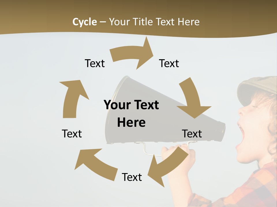 A Woman Yelling Into A Megaphone With A Sky Background PowerPoint Template