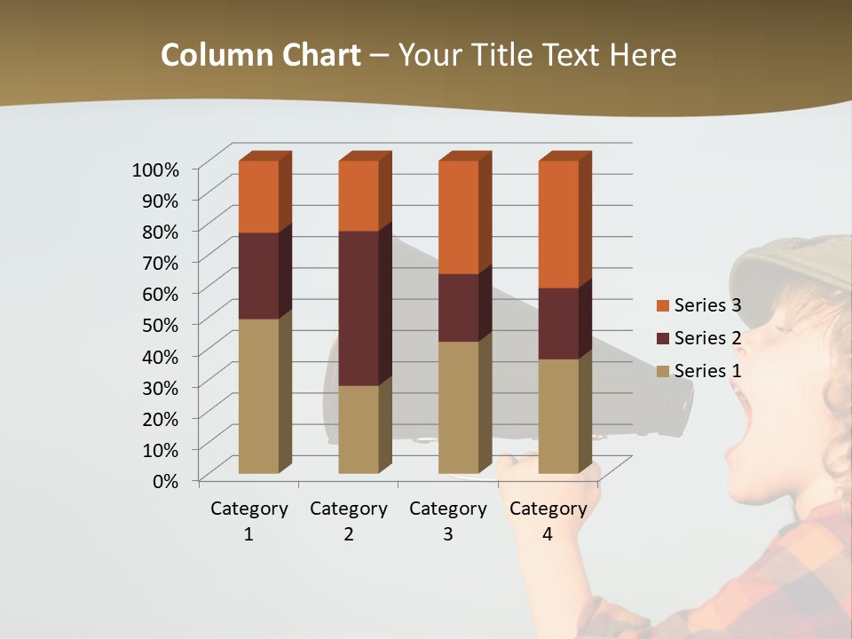 A Woman Yelling Into A Megaphone With A Sky Background PowerPoint Template