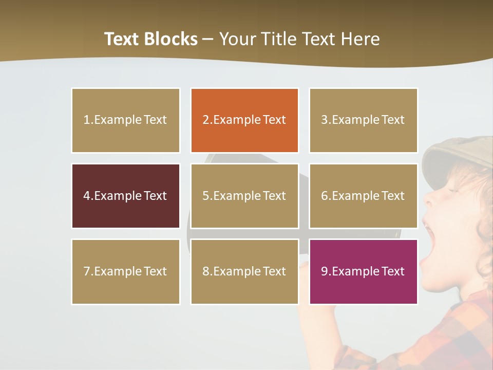 A Woman Yelling Into A Megaphone With A Sky Background PowerPoint Template