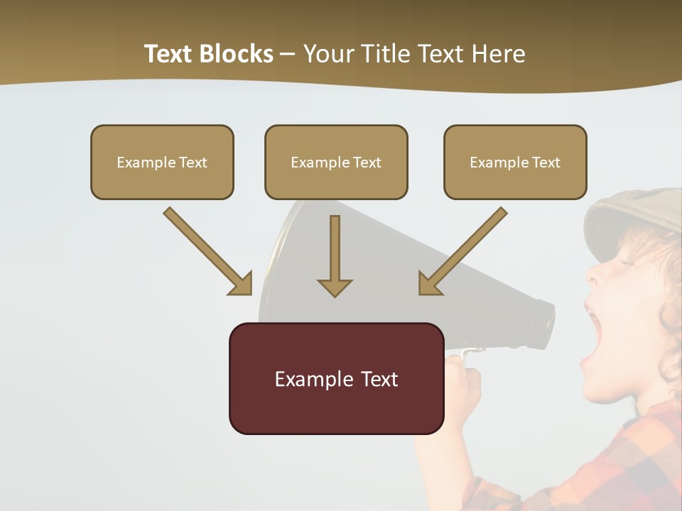A Woman Yelling Into A Megaphone With A Sky Background PowerPoint Template