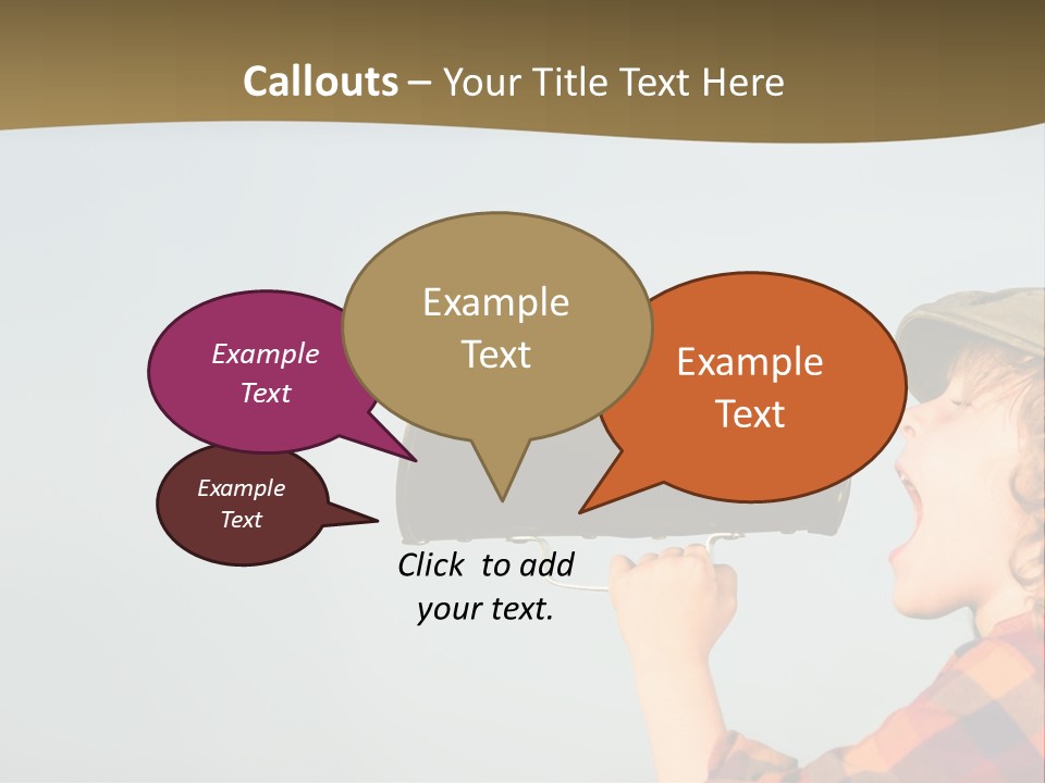 A Woman Yelling Into A Megaphone With A Sky Background PowerPoint Template