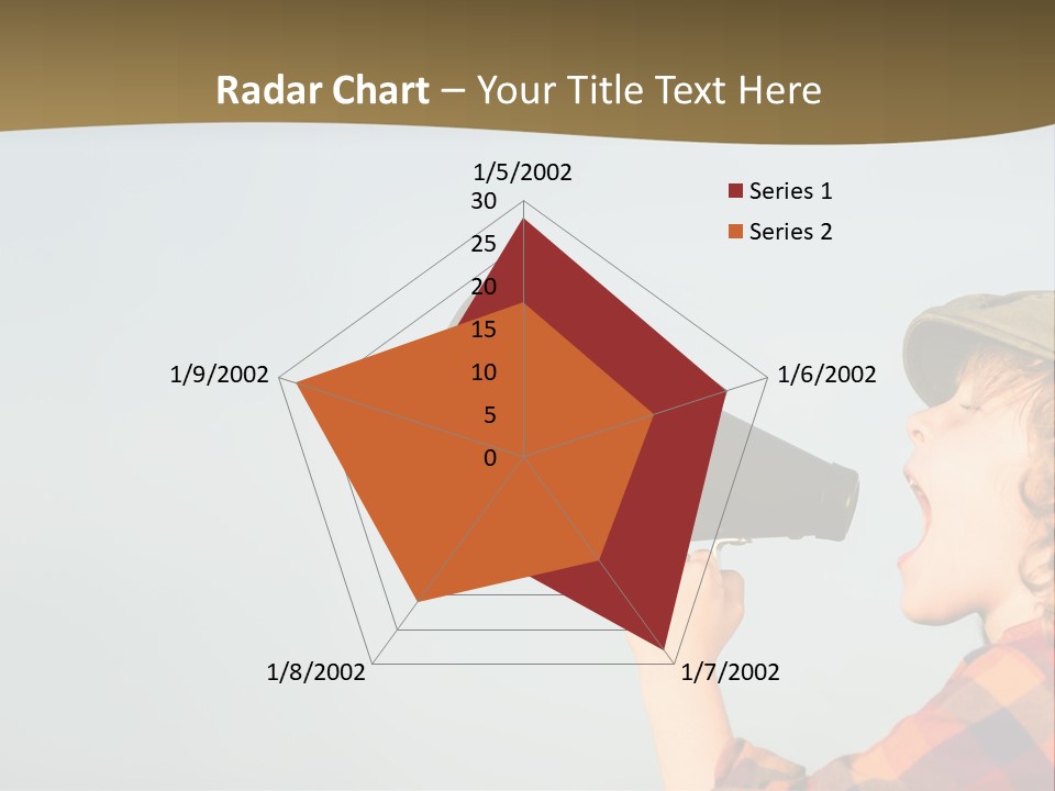 A Woman Yelling Into A Megaphone With A Sky Background PowerPoint Template