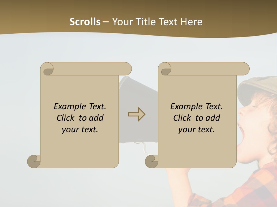 A Woman Yelling Into A Megaphone With A Sky Background PowerPoint Template