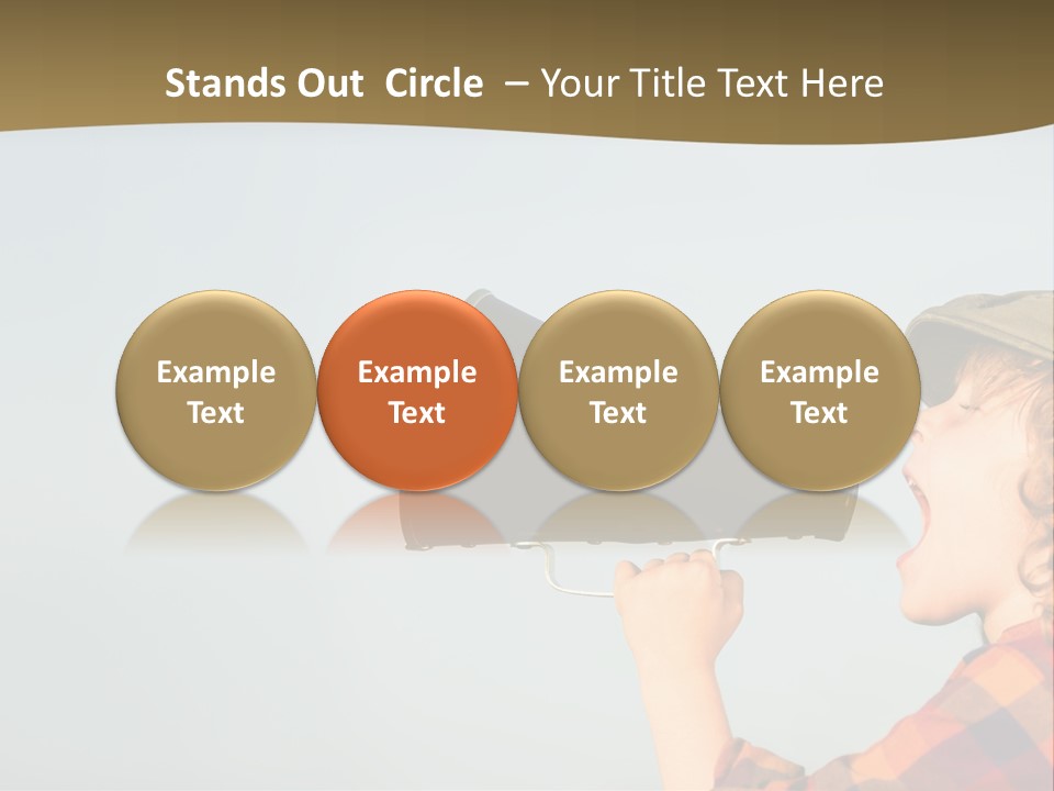 A Woman Yelling Into A Megaphone With A Sky Background PowerPoint Template