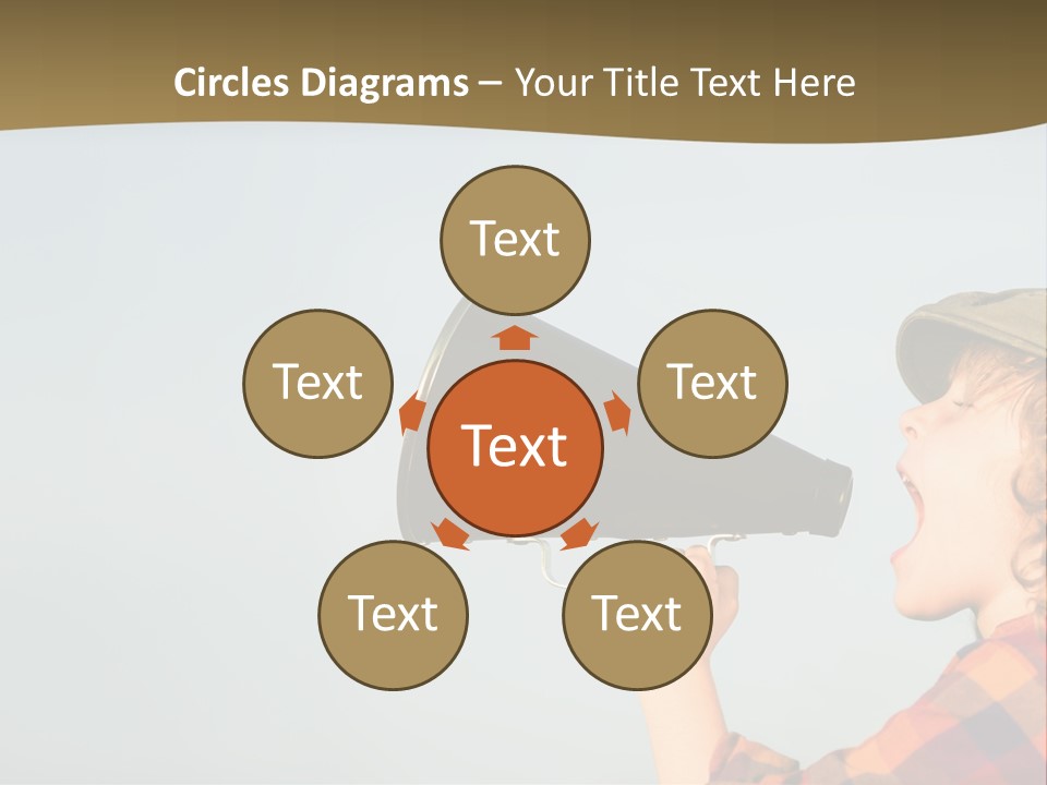 A Woman Yelling Into A Megaphone With A Sky Background PowerPoint Template