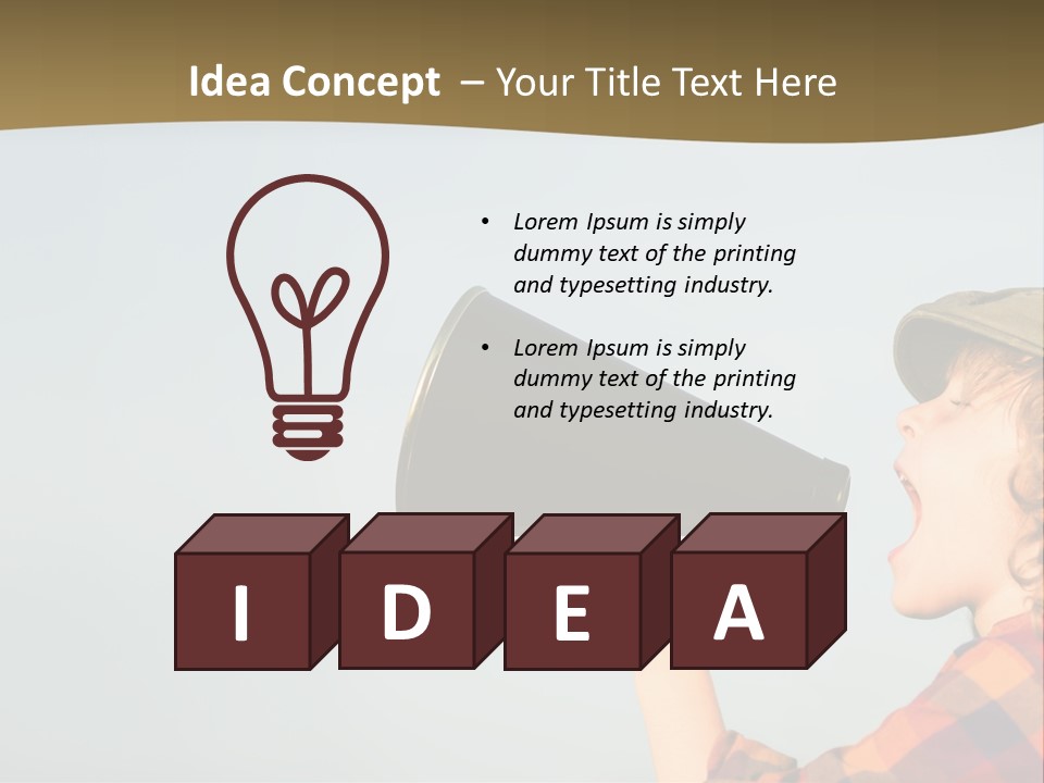 A Woman Yelling Into A Megaphone With A Sky Background PowerPoint Template