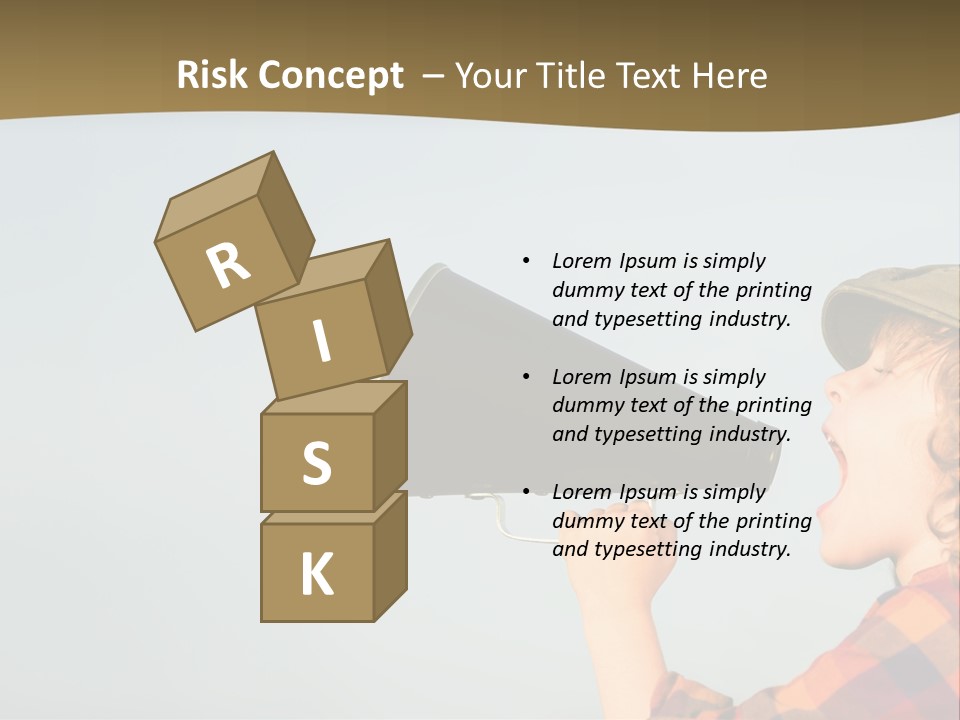 A Woman Yelling Into A Megaphone With A Sky Background PowerPoint Template