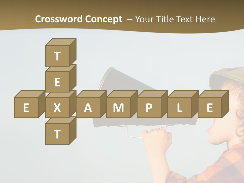 A Woman Yelling Into A Megaphone With A Sky Background PowerPoint Template