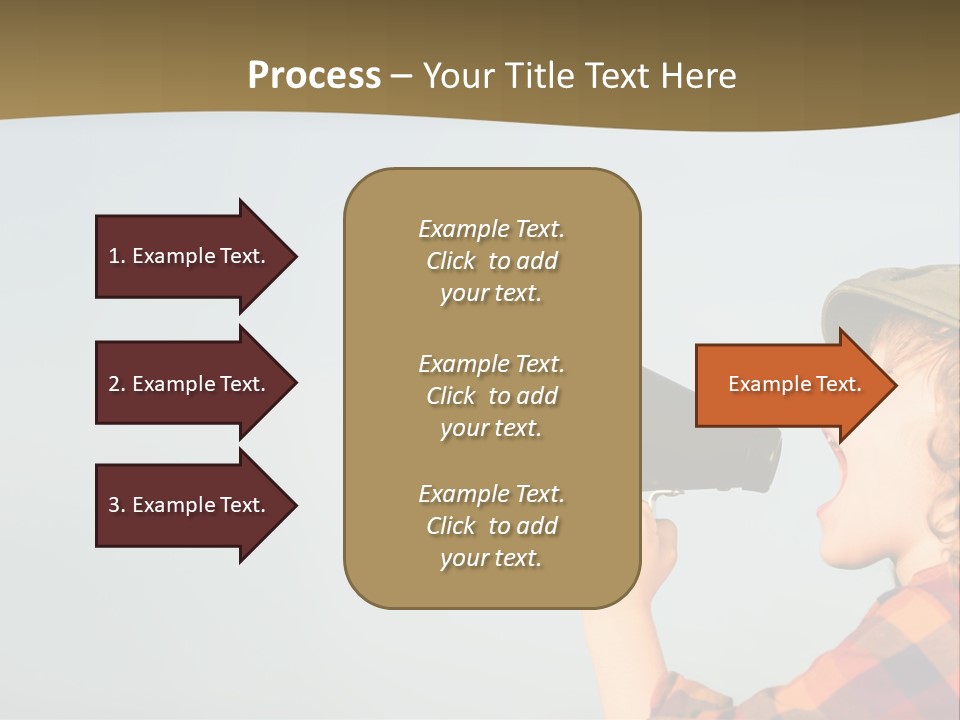 A Woman Yelling Into A Megaphone With A Sky Background PowerPoint Template