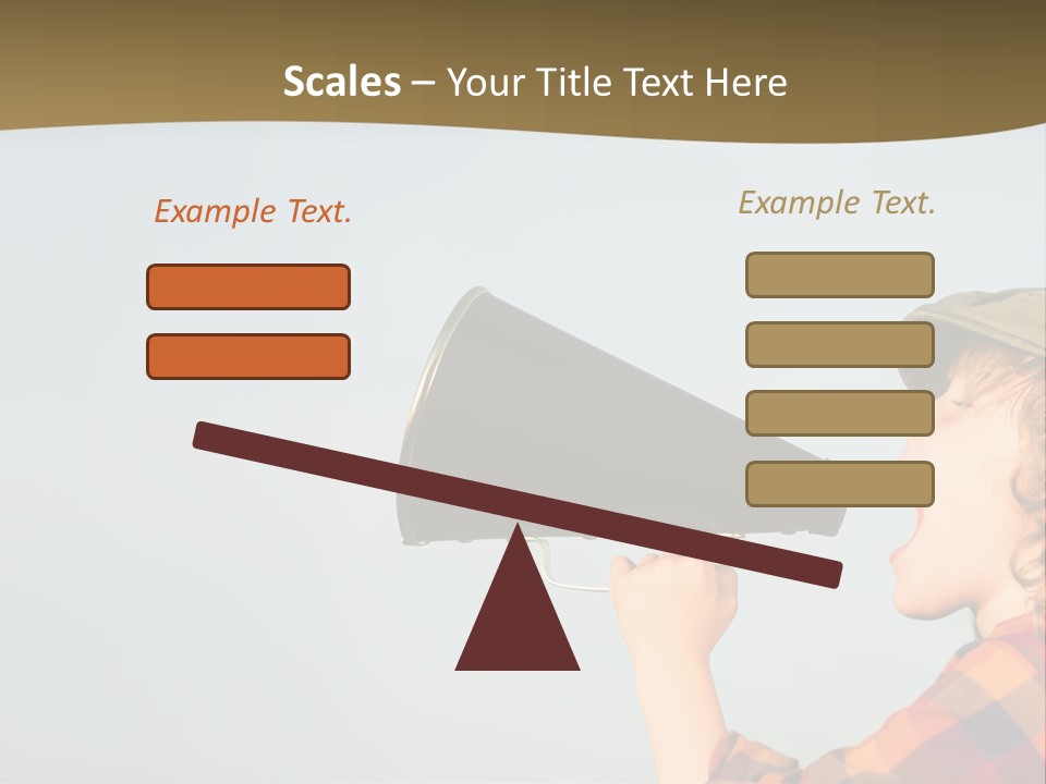 A Woman Yelling Into A Megaphone With A Sky Background PowerPoint Template