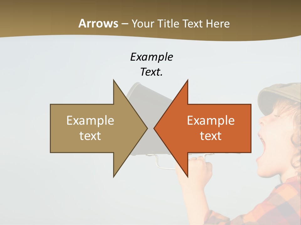 A Woman Yelling Into A Megaphone With A Sky Background PowerPoint Template