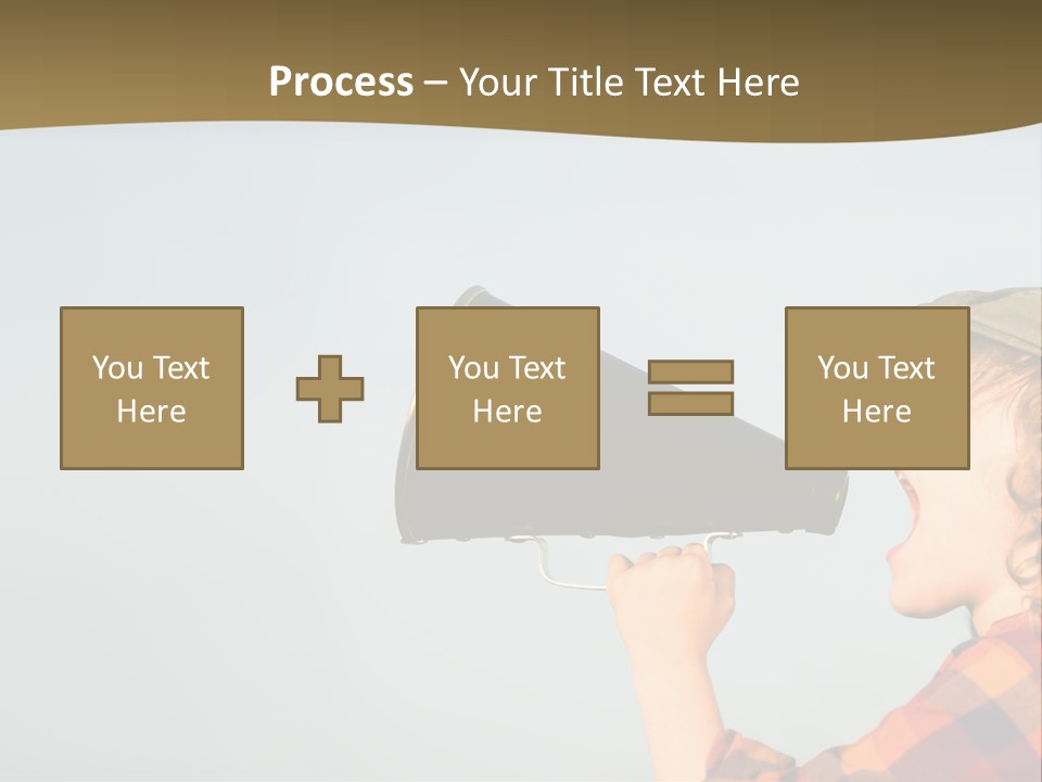 A Woman Yelling Into A Megaphone With A Sky Background PowerPoint Template
