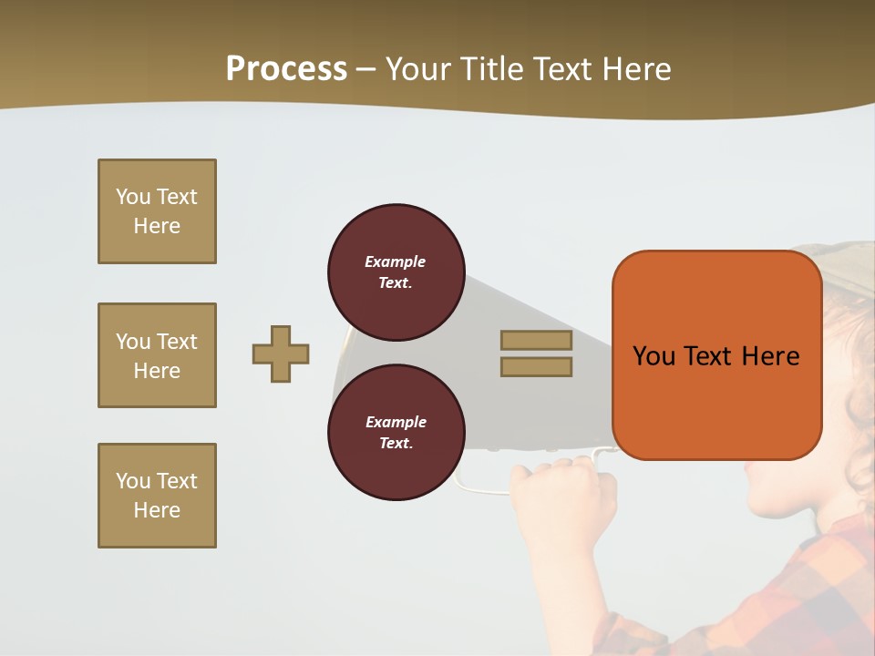 A Woman Yelling Into A Megaphone With A Sky Background PowerPoint Template
