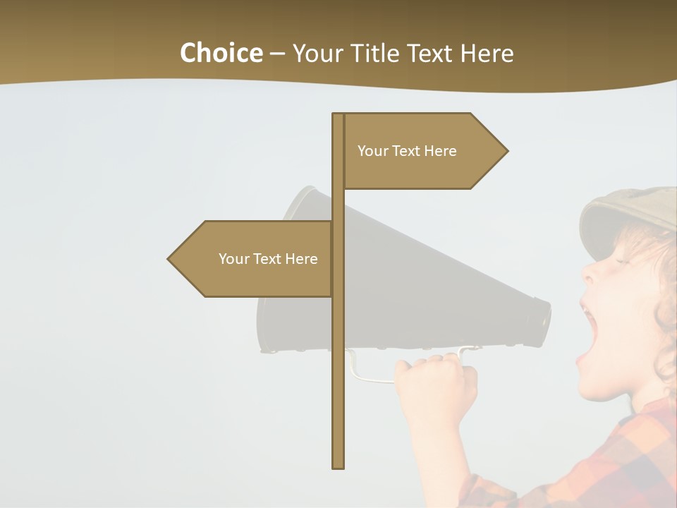 A Woman Yelling Into A Megaphone With A Sky Background PowerPoint Template