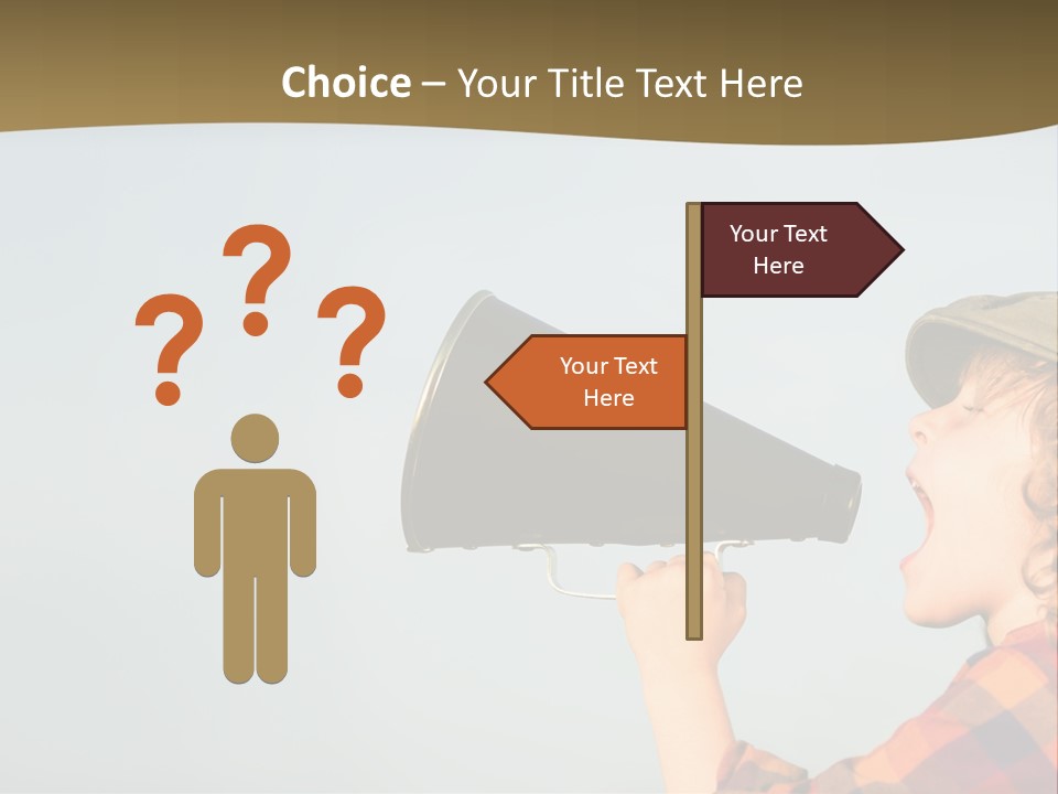 A Woman Yelling Into A Megaphone With A Sky Background PowerPoint Template