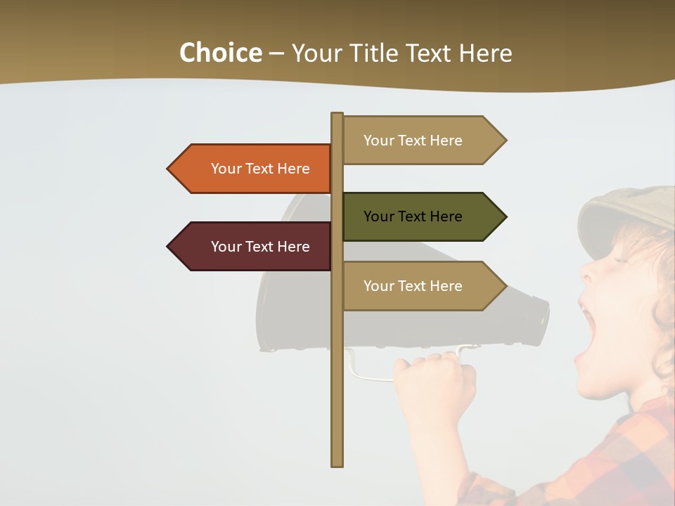 A Woman Yelling Into A Megaphone With A Sky Background PowerPoint Template