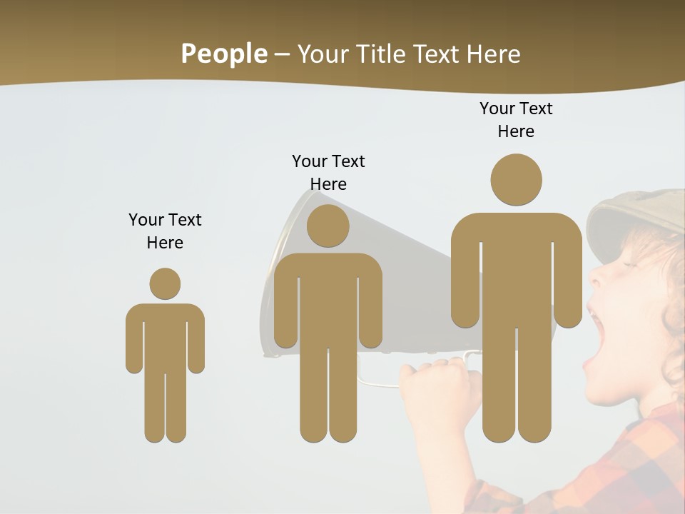 A Woman Yelling Into A Megaphone With A Sky Background PowerPoint Template