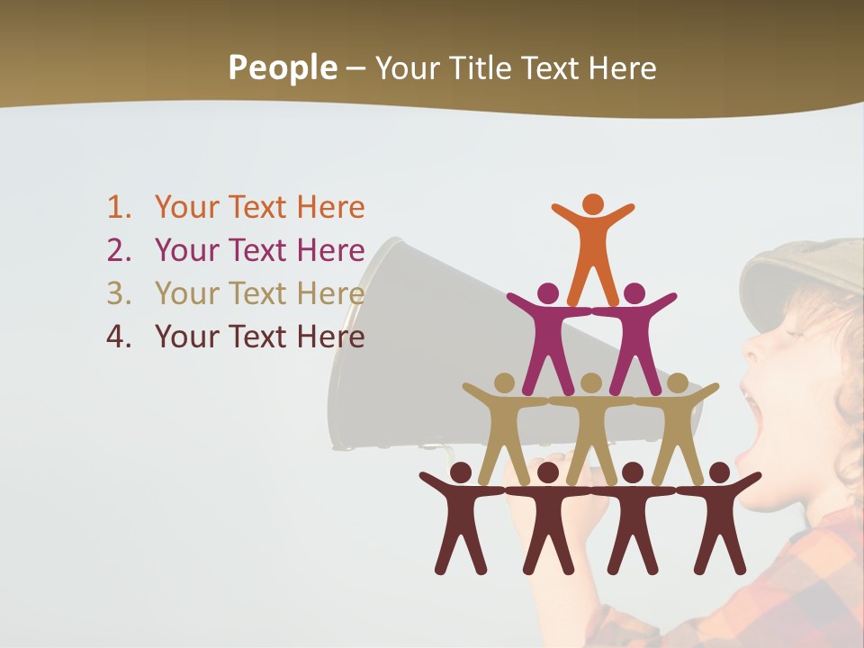 A Woman Yelling Into A Megaphone With A Sky Background PowerPoint Template