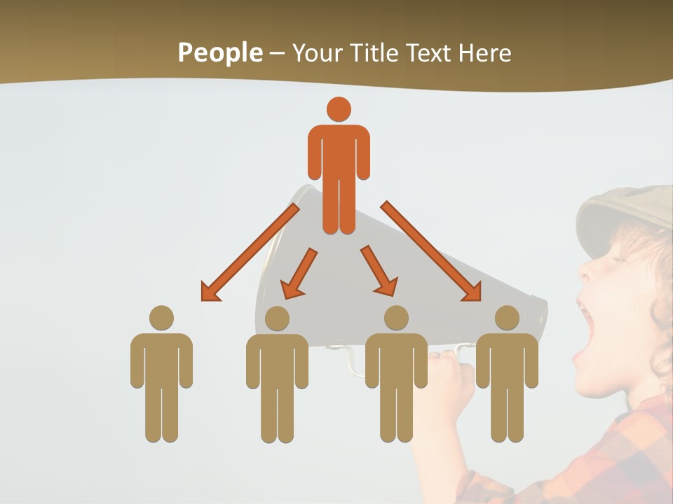 A Woman Yelling Into A Megaphone With A Sky Background PowerPoint Template