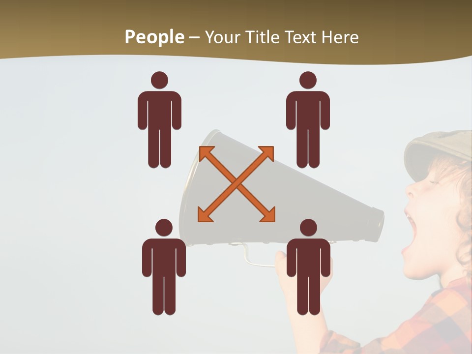 A Woman Yelling Into A Megaphone With A Sky Background PowerPoint Template