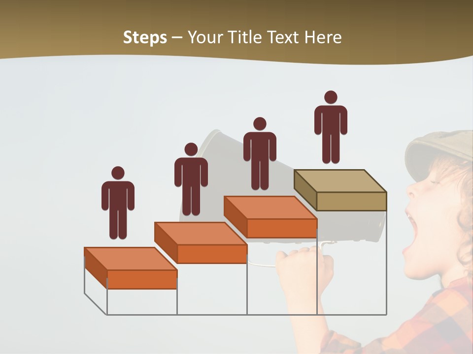 A Woman Yelling Into A Megaphone With A Sky Background PowerPoint Template