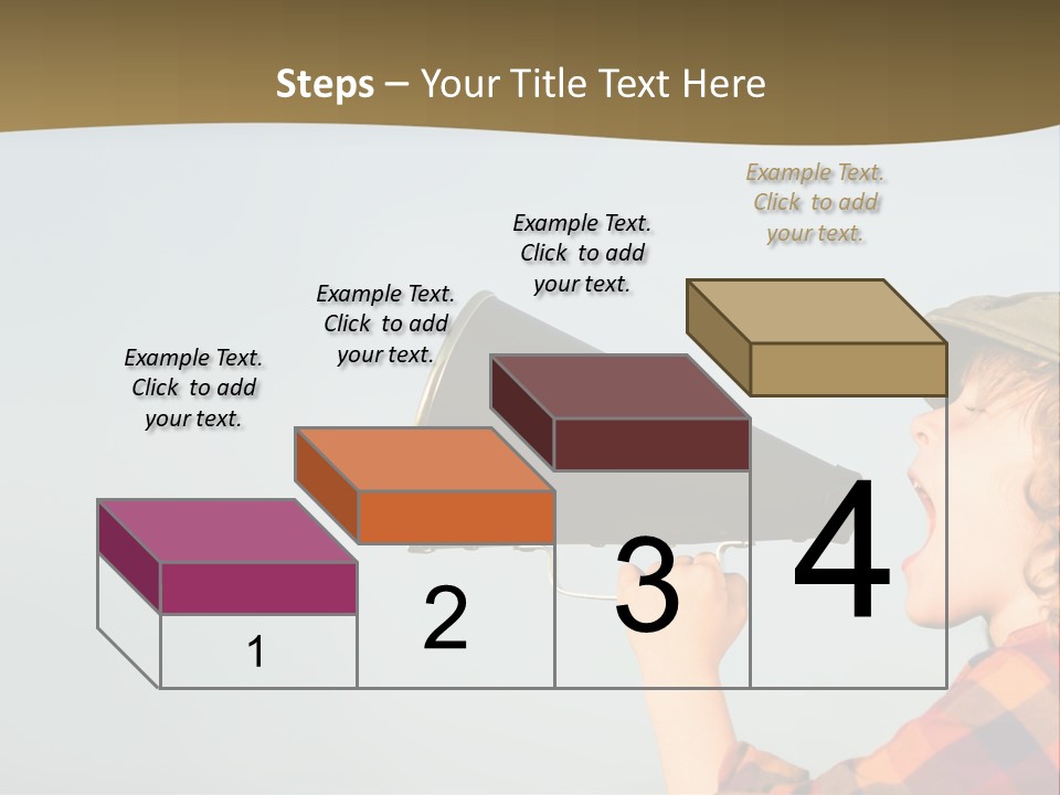 A Woman Yelling Into A Megaphone With A Sky Background PowerPoint Template