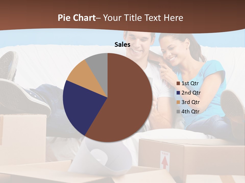 A Man And Woman Sitting On A Couch Surrounded By Boxes PowerPoint Template
