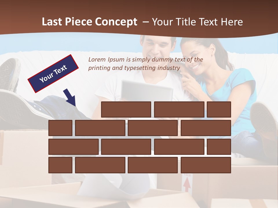 A Man And Woman Sitting On A Couch Surrounded By Boxes PowerPoint Template