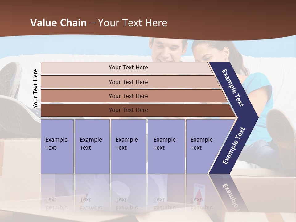 A Man And Woman Sitting On A Couch Surrounded By Boxes PowerPoint Template