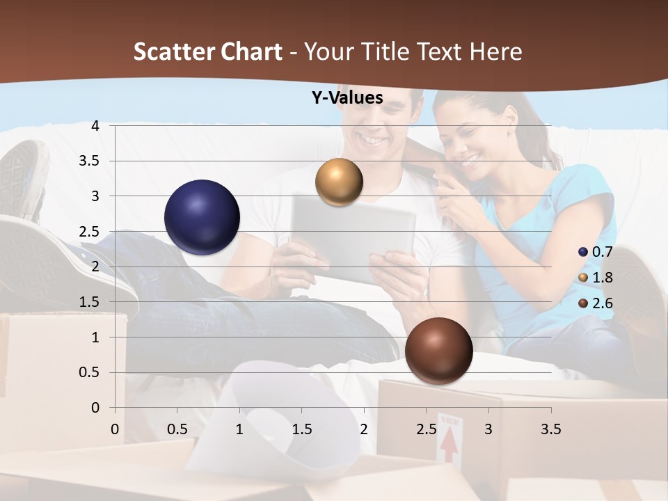 A Man And Woman Sitting On A Couch Surrounded By Boxes PowerPoint Template